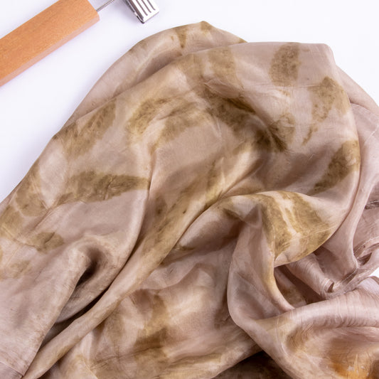 Natural Dyed Silk Scarf with Neem Leaves