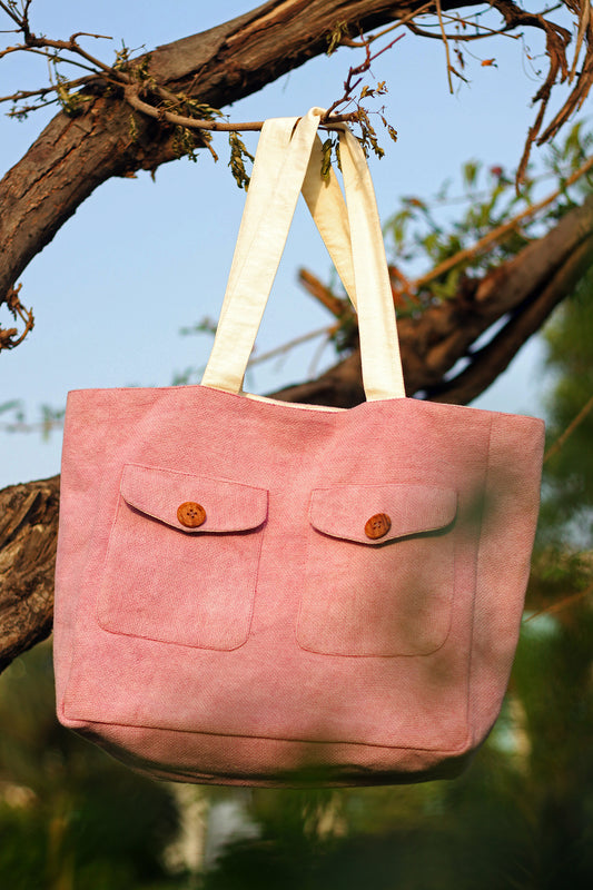 Organically Dyed Pink Jute Handbag
