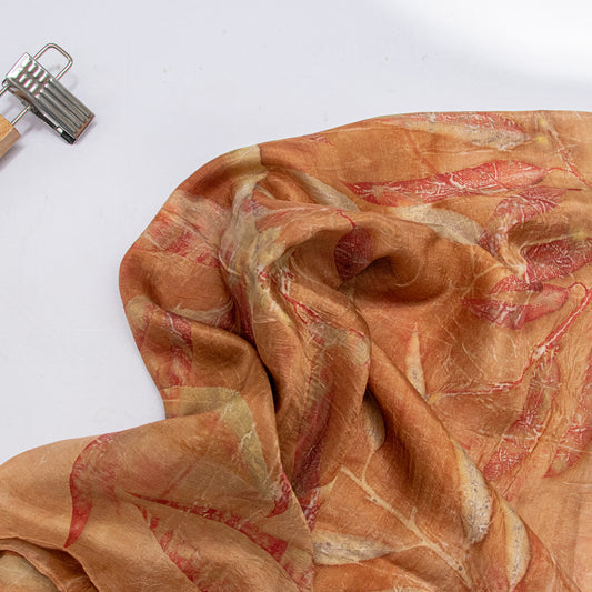 Reddish Brown Silk Scarf in Natural Colours