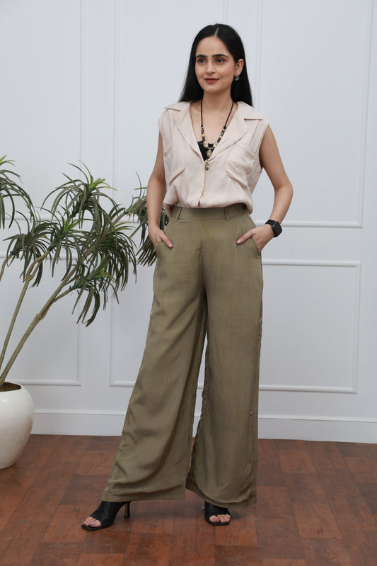 Flared Olive Green Trouser